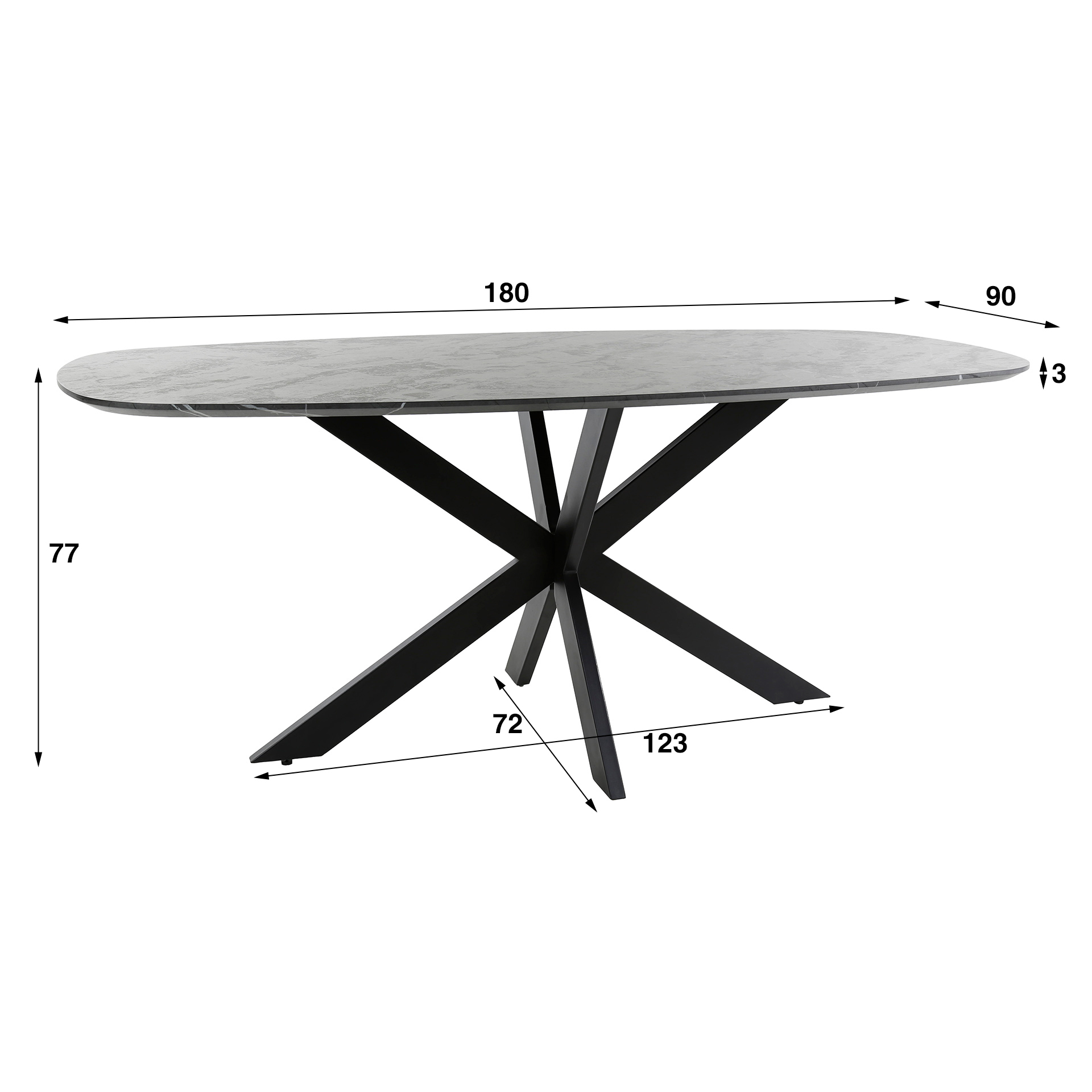 Eetkamertafel 180 deens ovaal